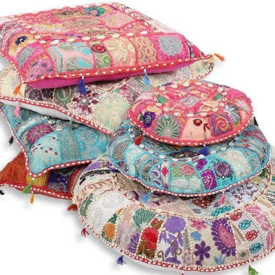 Decorative Indian Poufs and floor pillows for Dorm Room 