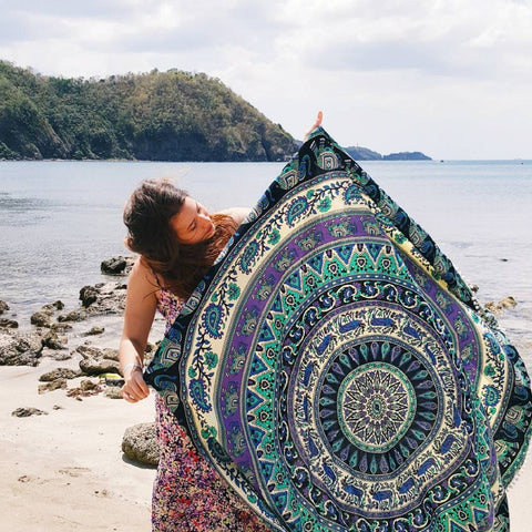 elephant Beach-Blanket-- Mandala Roundie - Jaipurhandloom.com