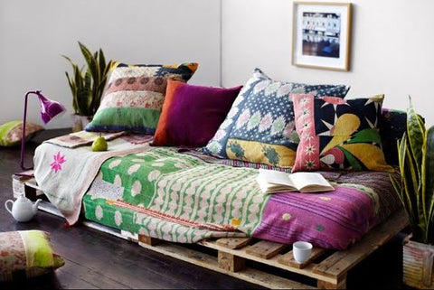 kantha quilt sofa cover