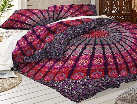 Bohemian Bedding and boho chic decor ideas - jaipur handloom - purple medallion boho bedding