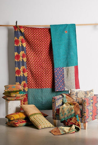 kantha quilts, kantha pillows from jaipurhandloom.com