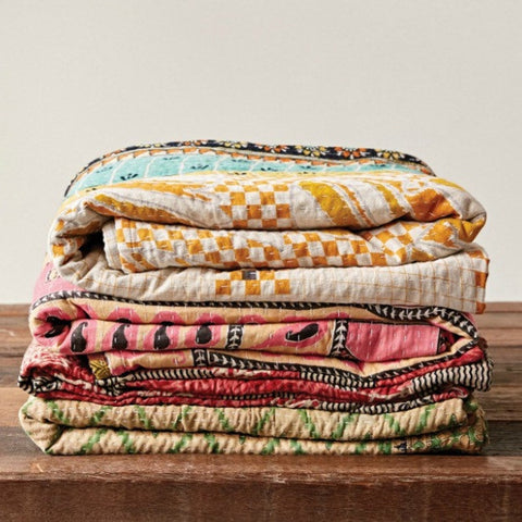 3 pc wholesale lot of vintage kantha throw handmade quilts by jaipurhandloom.com