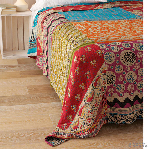 vintage patchwork kantha bedding