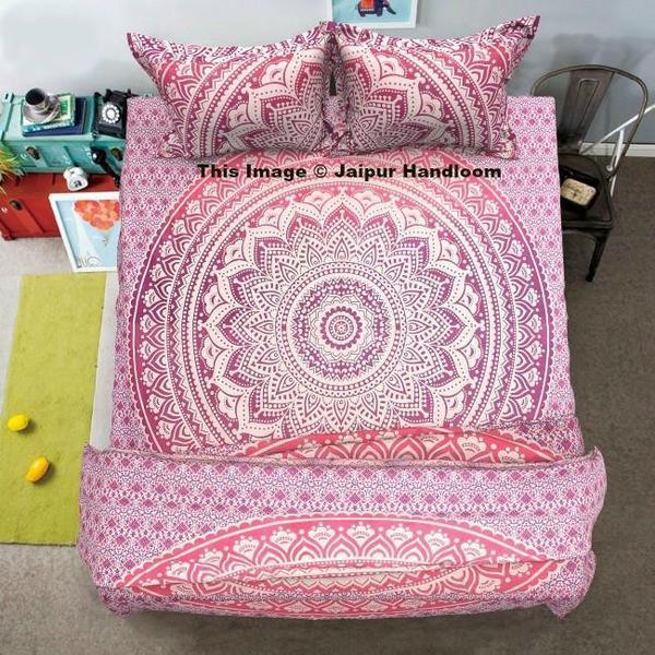 Boho Mandala Quilt Cover in King Size Indian Medallion Mandala