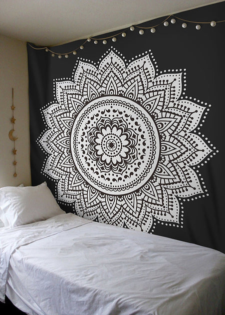 Mandala Tapestry Wall Hanging - Hippie Mandala Ombre Maditation Poster Tapestry  Wall Hanging Black Gold Manufacturer from Jaipur