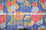 Kantha Quilt, Floral Queen Bed Cover Blanket Bedding-Jaipur Handloom