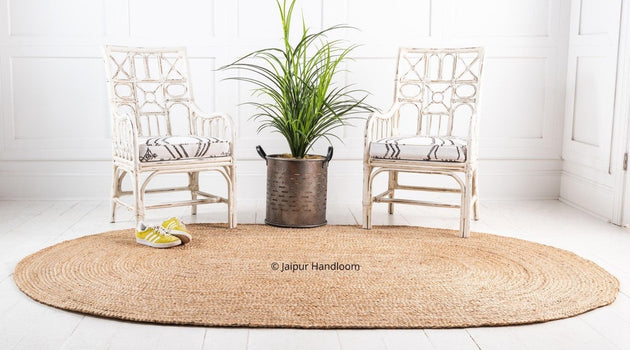 HAND WOVEN NATURAL JUTE BRAIDED RUG 