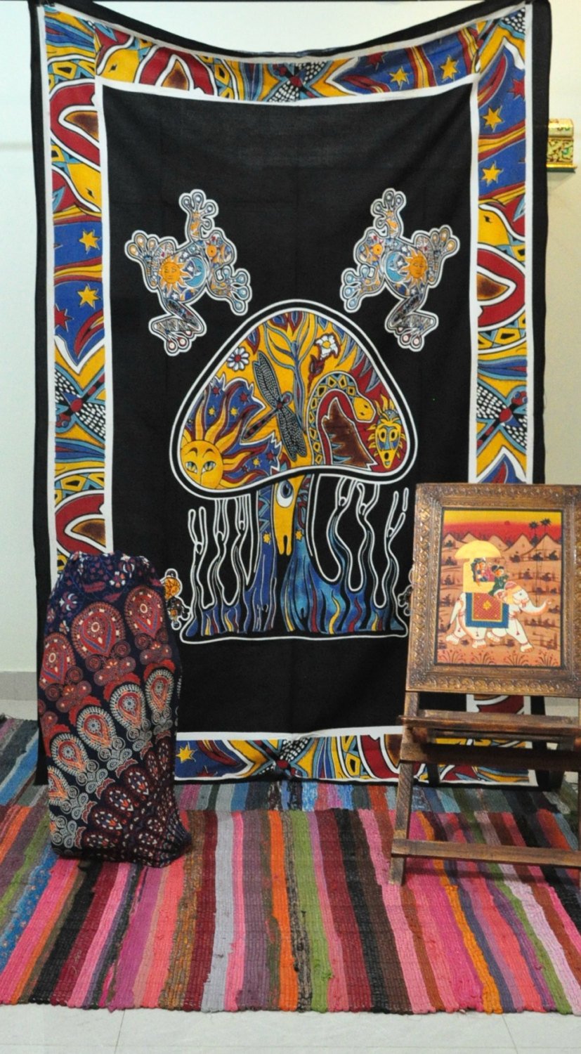 Psychedelic Mushroom Tapestry Hippie tapestries Trippy tapestries Bedding