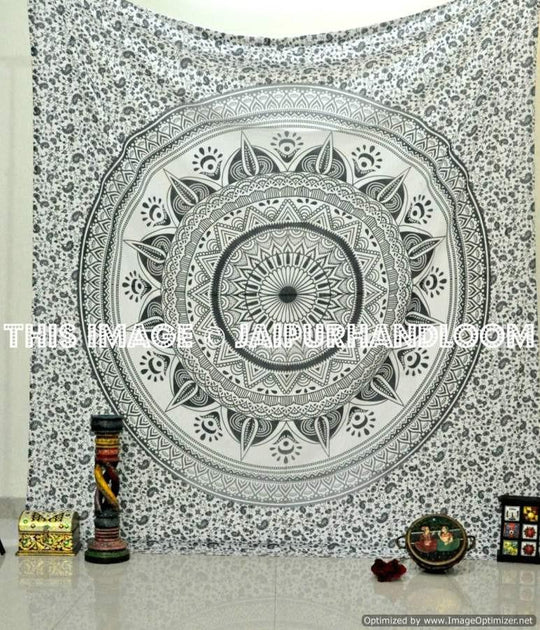 Black and white tapestry ombre mandala tapestry wall hanging dorm room