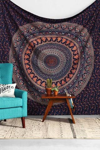 Blue hippie tapestry cute dorm tapestries psychedelic mandala yoga