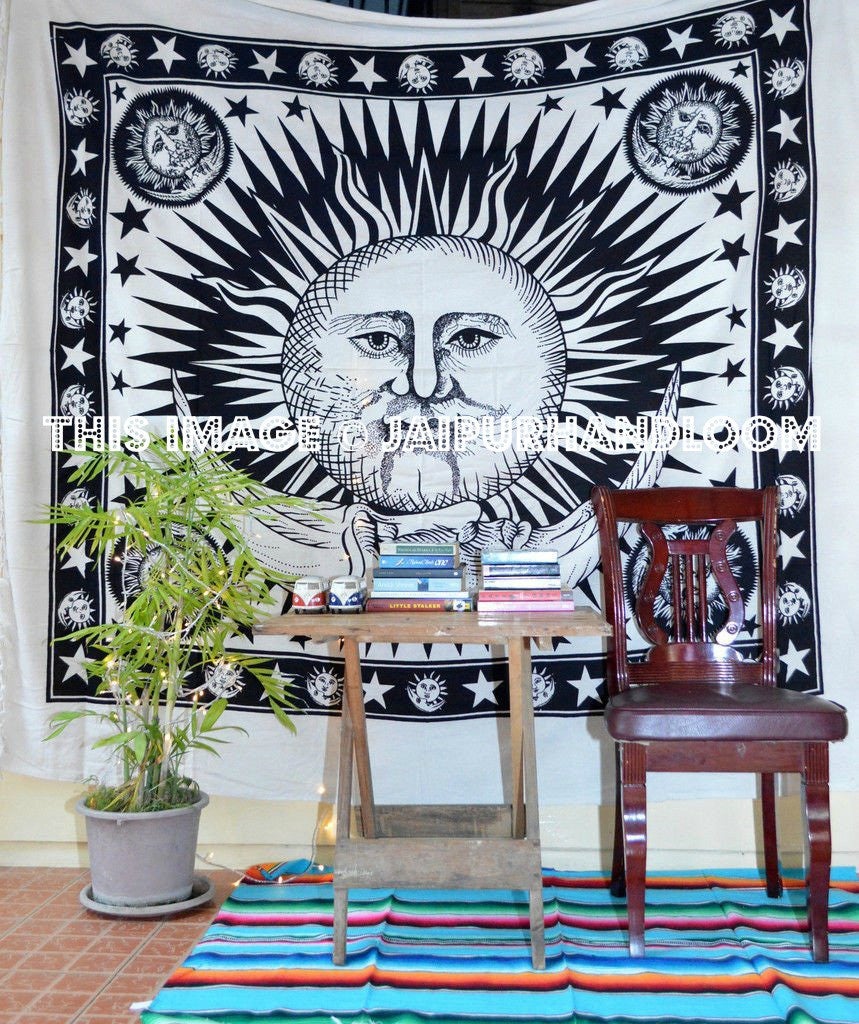 White Sun Psychedelic Indian Tapestry Bedding Tapestry Wall Decor