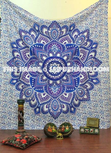 creative dorm room ideas - purple and blue floral dorm room tapestry