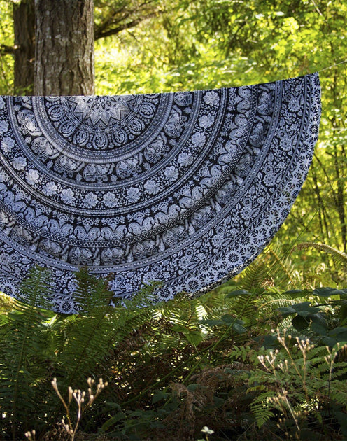 Black & White Mandala Beach Throw Hippie Boho Yoga Mat