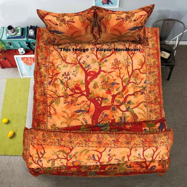 Orange Tree Of Life Bedding Set With Quilt Cover Bed Cover And Pillows