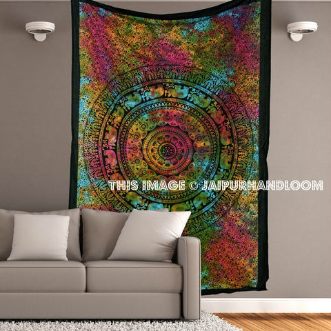 psychedelic mandala tapestry tie dye elephant tapestry tapestries for dorm-Jaipur Handloom