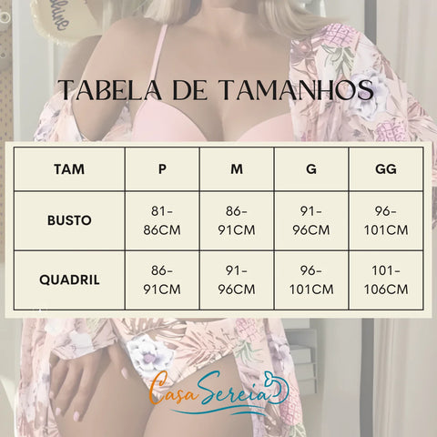 Biquíni Floral Push Up Com Capa - Conjunto 3 Peças 01
