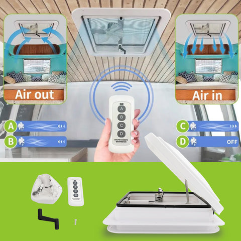 Ventilateur d'extraction pour camping-car de 14 po avec télécommande pour caravane et toit ouvrant