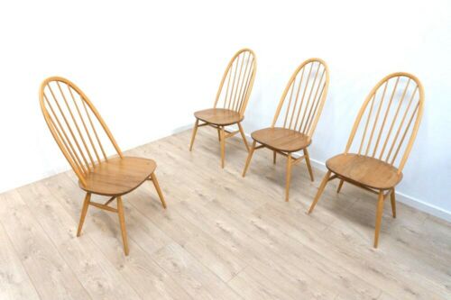 Set 4 Mid Century Vintage Ercol Blonde Quaker Windsor Dining