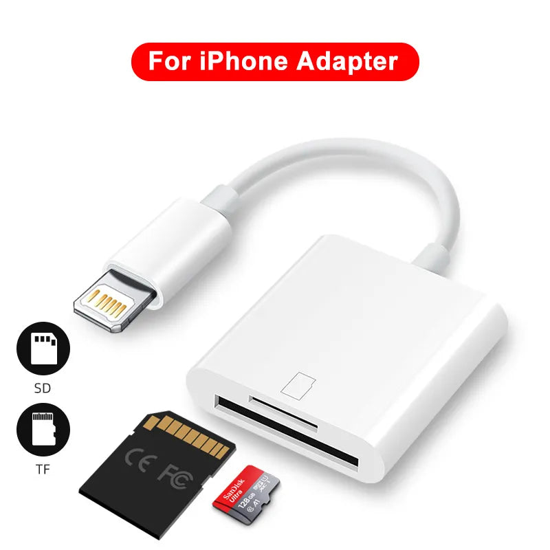 USB Lighting to TF SD Card Reader Adapter For Apple iPhone 14 13 3.0 OTG Card Reader Camera Photo Transmission Phone Accessories