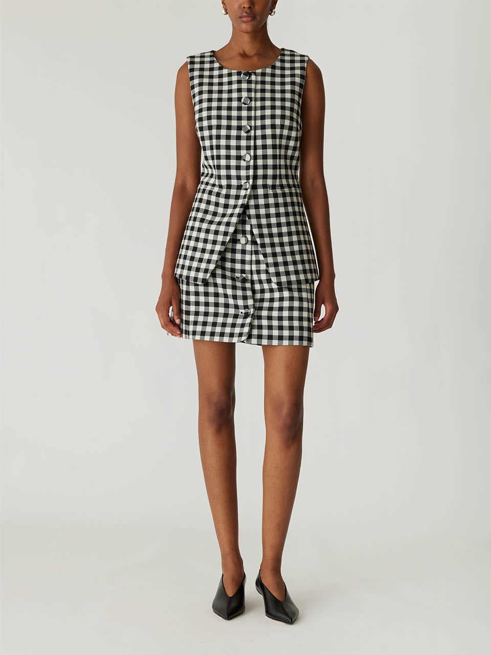 Rebecca Taylor Philippa Check Button Front Vest In Black