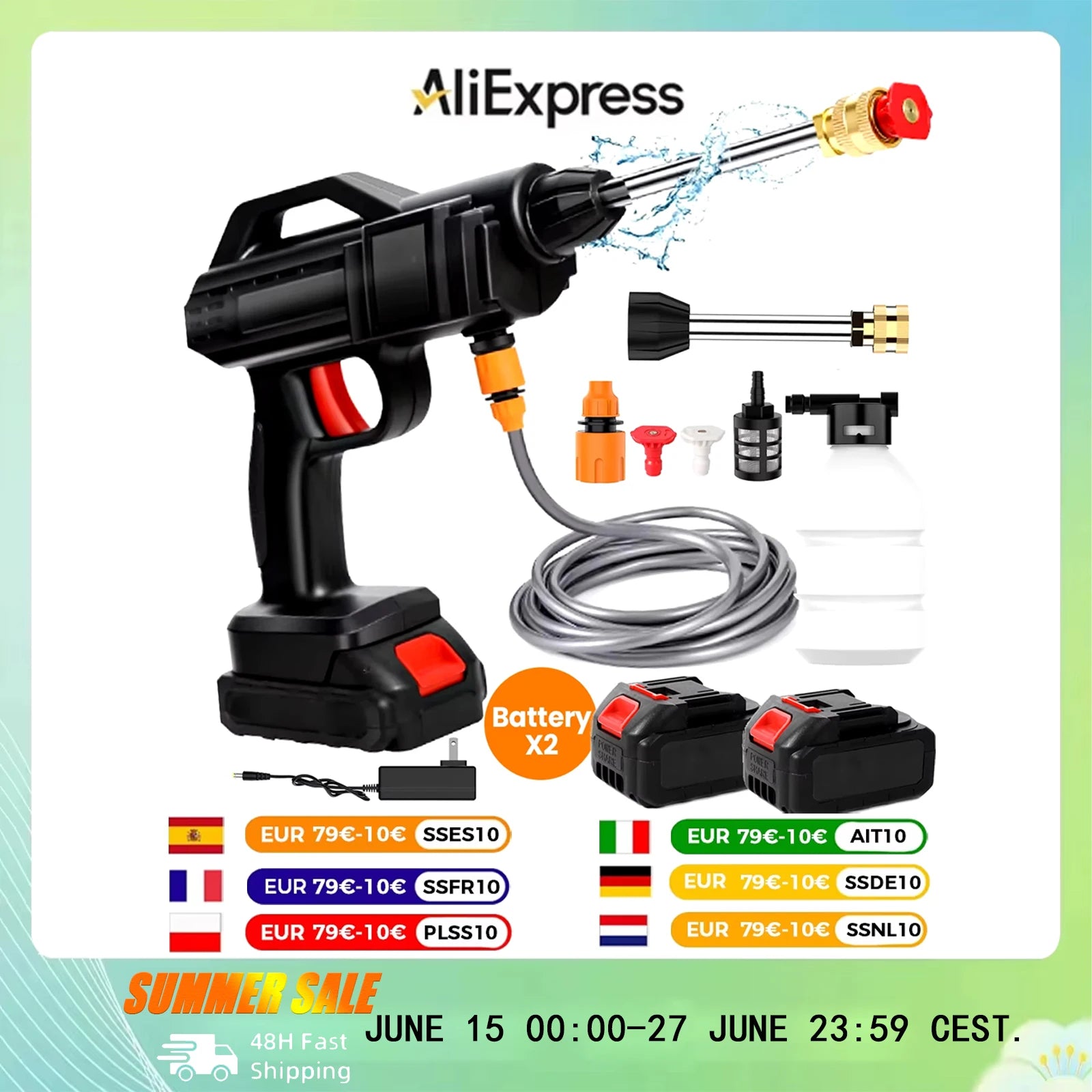 50Bar Cordless High Pressure Cleaner Washer Spray Water Gun Car Wash Pressure Water Cleaning Machine for Makita 21V Battery