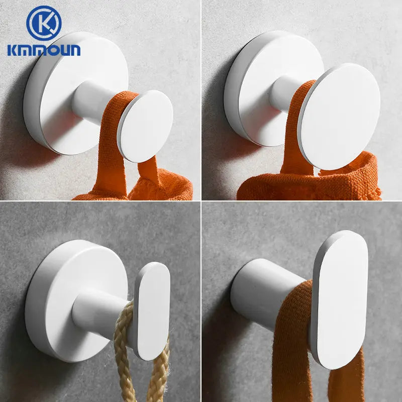 White Painted Stainless Steel Single Robe Hooks Wall Hang Mounted Towel Hook  Clothes Hook Bathroom Hardware