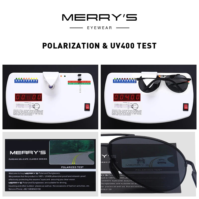 MERRYS DESIGN Men Classic Pilot Polarized Sunglasses Men Driving Shield Night Vision Sun glasses UV400 Protection S8601