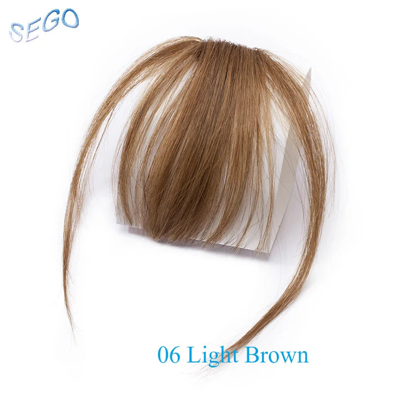 SEGO Clip In Bangs Human Hair Air Bangs Invisible Bangs Brazilian Blonde Hair Pieces Non-remy Replacement Hair Extension
