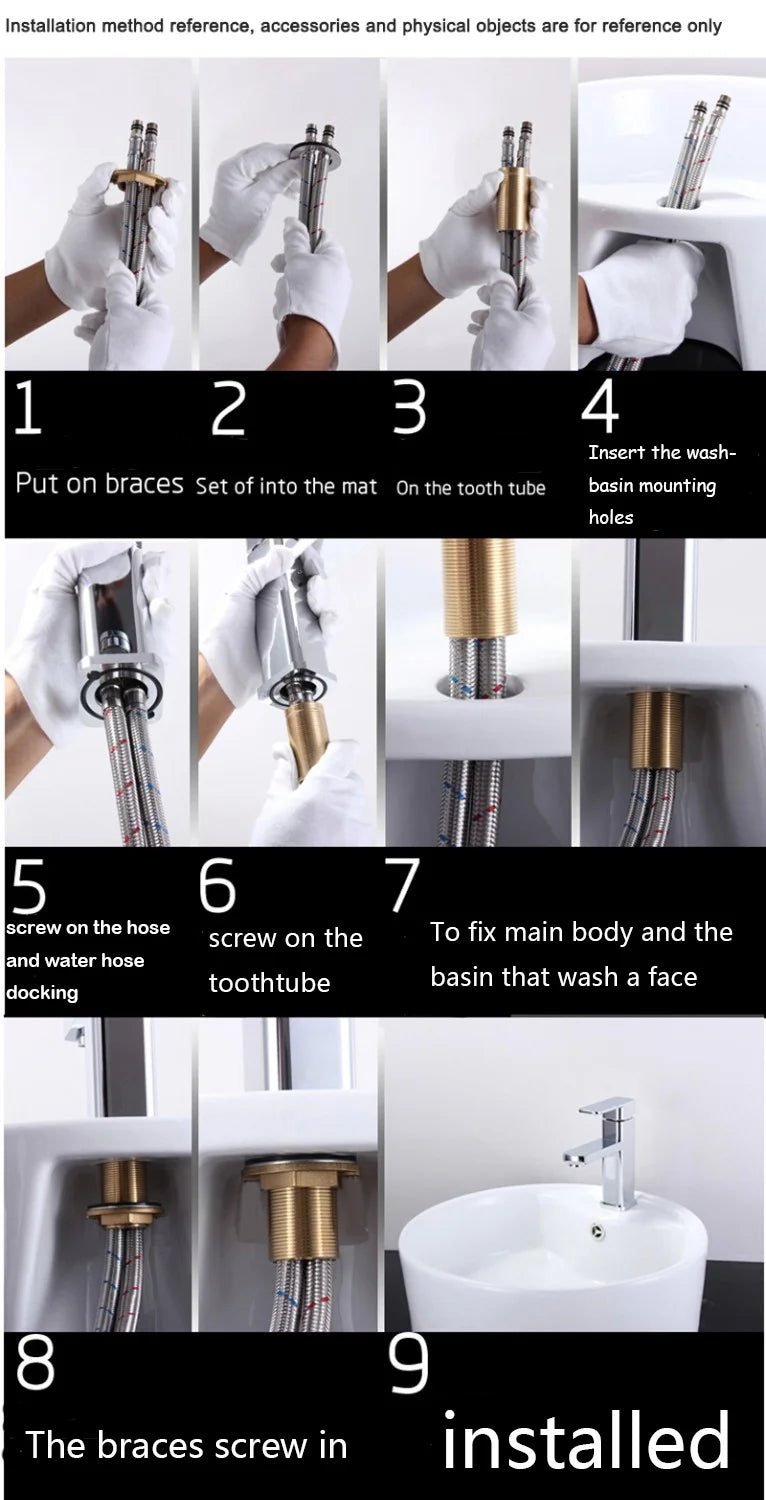 TOLM Matte Golden White Basin Faucet Deck Mounted Waterfall Bathroom Vessel Sink Mixer Tap Single Handle Hot Cold Water Tap