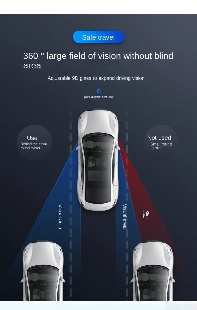 Car Blind Spot Rear View Mirror Wide Angle 360 Degree Adjustable Small Round Mirror Car Reverse Auxiliary Rearview Convex Mirror