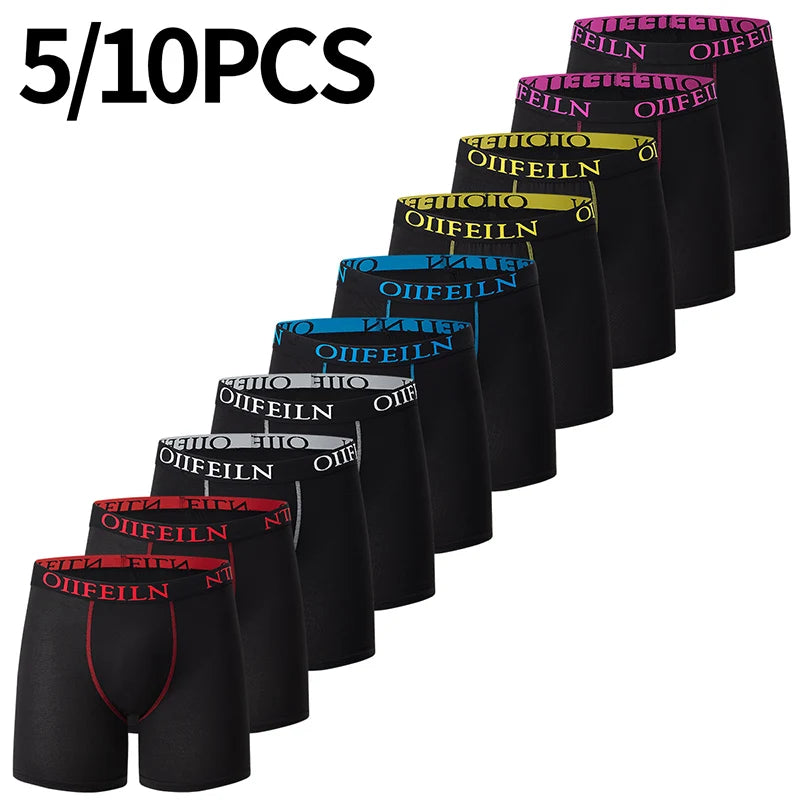 5 /10 Pcs Fashionable Men's Long Underwear Casual Boyshort Youth Sports Shorts Comfortable Breathable Stretch Shorts Underwear