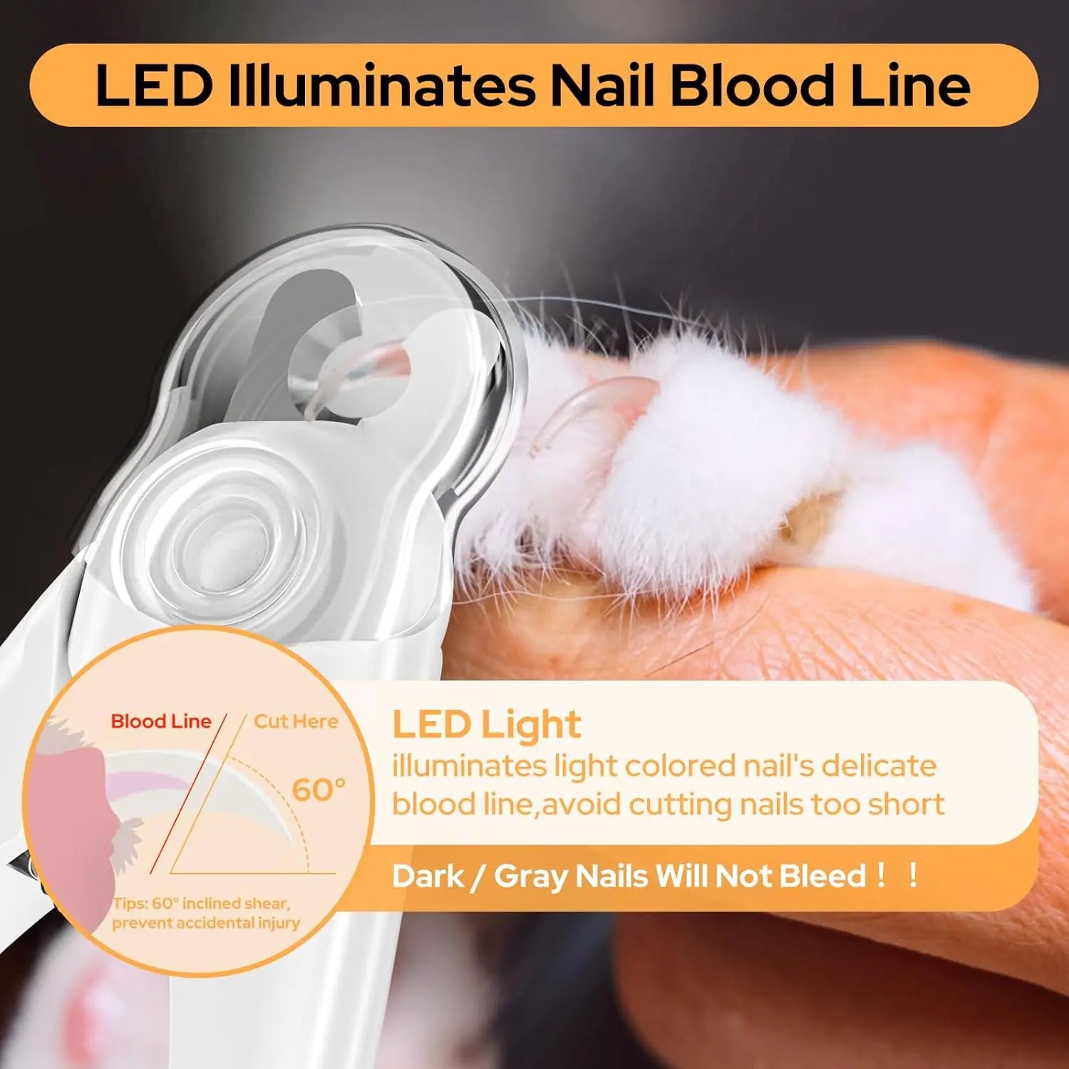 Pet Anti Splash Nail Clipper With LED light Cat And Dog Nail Clipper Cutter With Safety Lock Pet Claw Trimmer Beauty Product