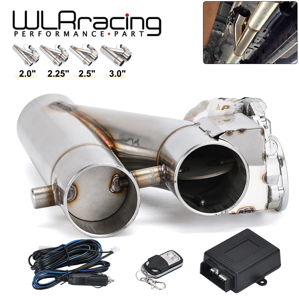 Universal Stainless Steel 304 2.0" 2.25" 2.5" 3" Dual-Valve Electric Exhaust Downpipe Cutout With Remote Wireless Accessories
