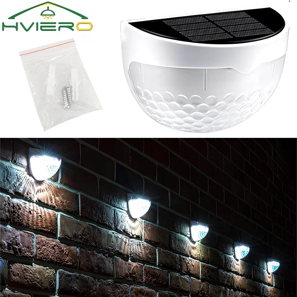 LED Solar Fence Lamp Outdoor Waterproof Wall Lights Corrugated Lights for Fence Terrace Garden Path Decorative Light Warm White