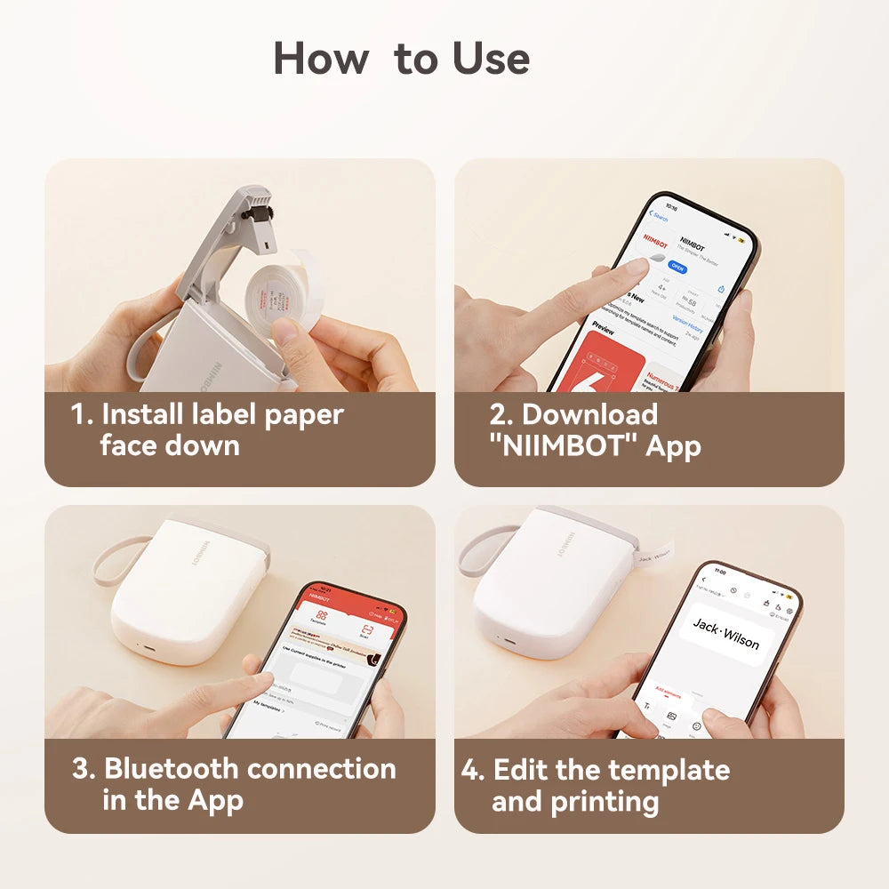 Niimbot Upgraded D11 Mini Thermal Printer 300 DPI Wireless Self-Adhesive Label Maker Inkless Pocket Barcode Name Tag  Labeller