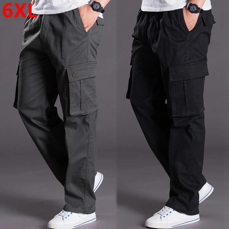 Autumn and winter big size thick XL male pants overalls loose pants pocket plus size men casual pants men 6XL 5XL 4XL 3XL 2XL