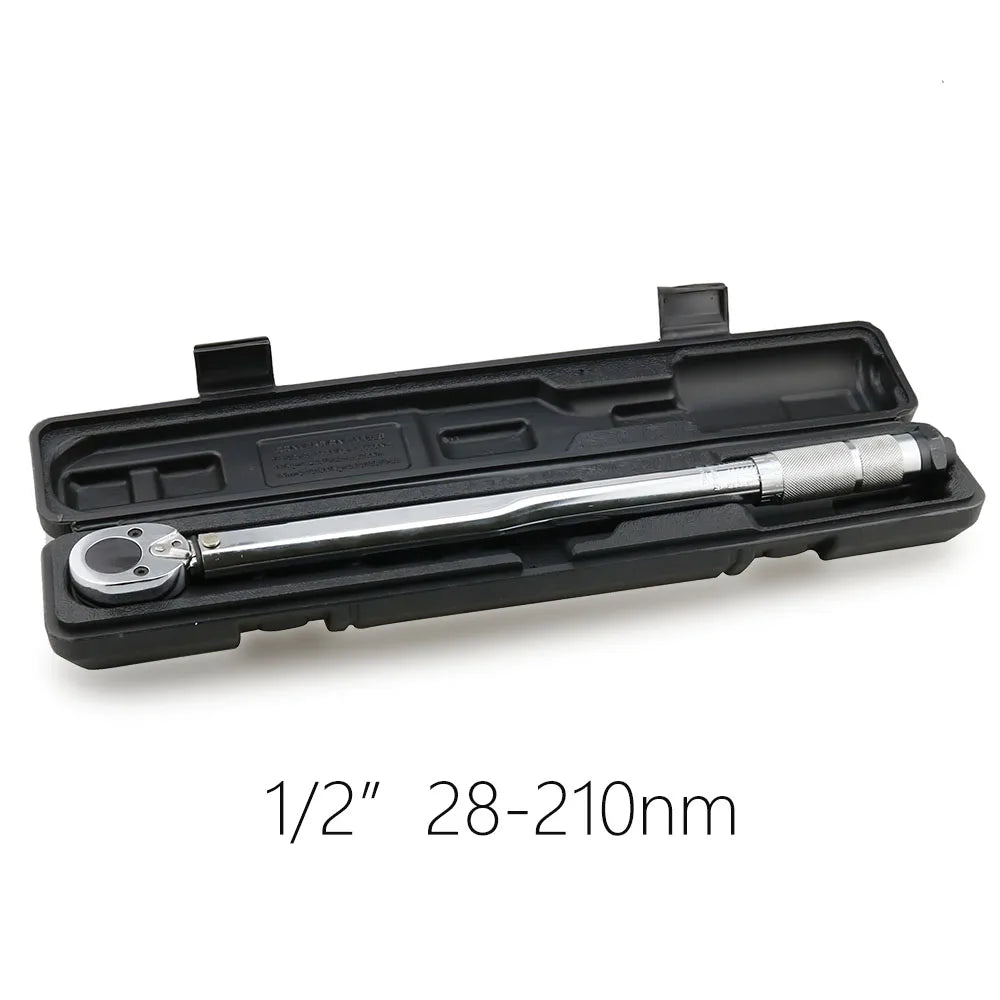 1/4 3/8 1/2-Inch Drive Click Torque Wrench 5-210N.m Square Drive Ratchet Wrench Repair Spanner Key Hand Tools With Box