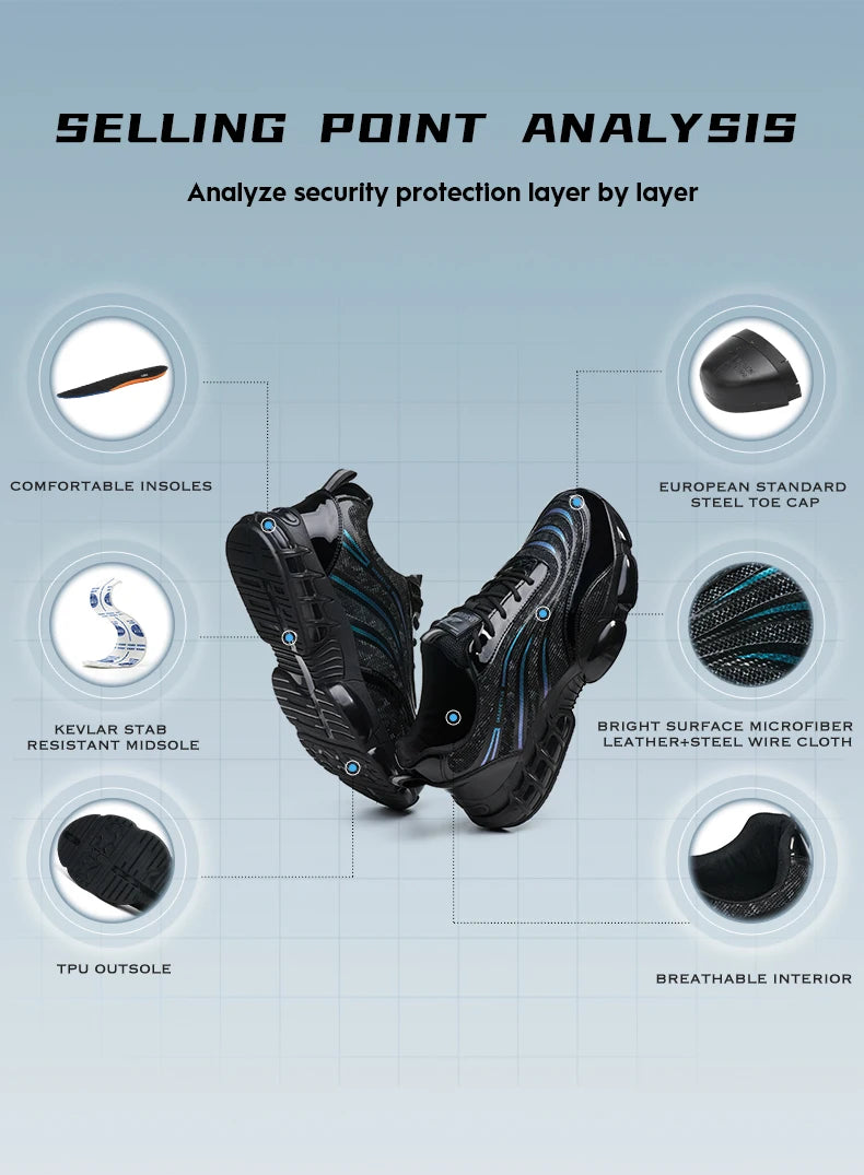 New Fashion 2025 Work Boots Indestructible Safety Shoes Men Steel Toe Shoes Womem Non Slip Puncture-Proof Sneakers Male Footwear