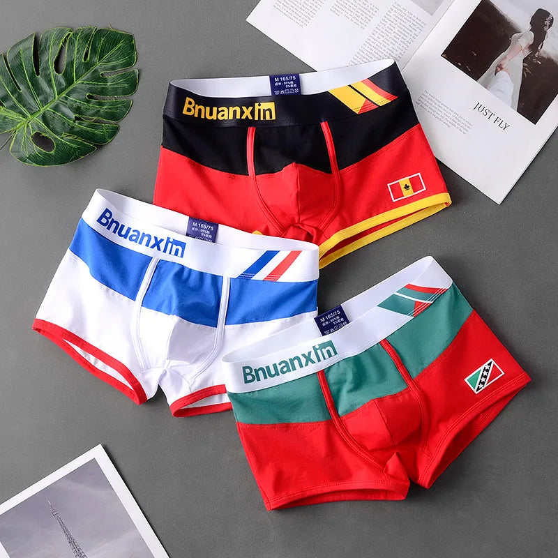 Breathable Cotton Men's Boxer Panties Colours of national flag male boxer shorts mens underwear comfortable Boyshorts