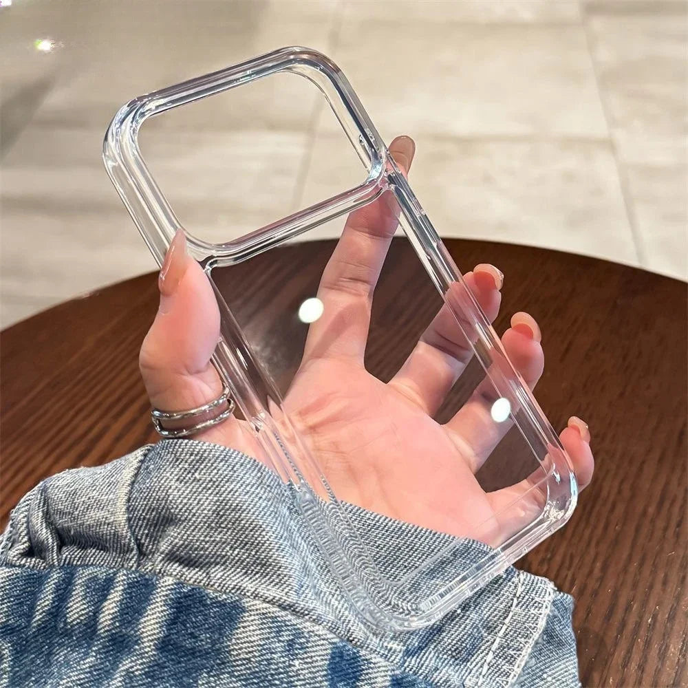 Luxury Transparent Acrylic Thin Case for iPhone 16 15 17 Pro Max 14 Plus 11 12 13 Air Xr Xs Clear Ultra Slim Shockproof Cover