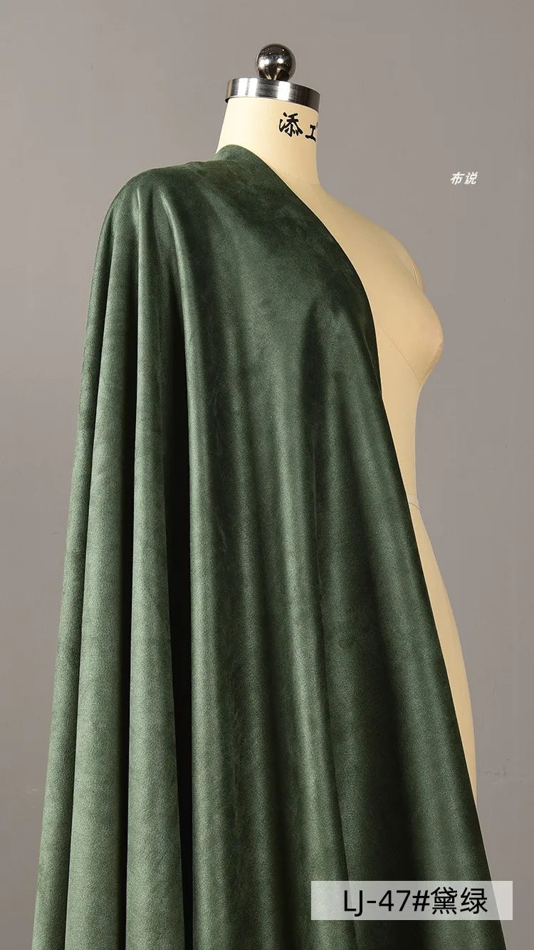 Elastic Suede Fabric By The Meter for Coats Skirt Dresses Clothing Pants Diy Sewing Cloth Soft Comfortable Smooth Green Series