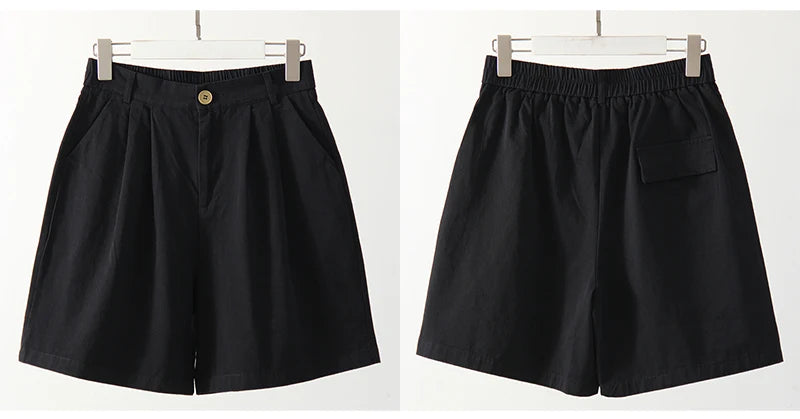 Casual Wide Leg Shorts Women Summer Cotton High Waist Loose Office Lady A Line Short Pants Straight Suit Shorts Women Summer