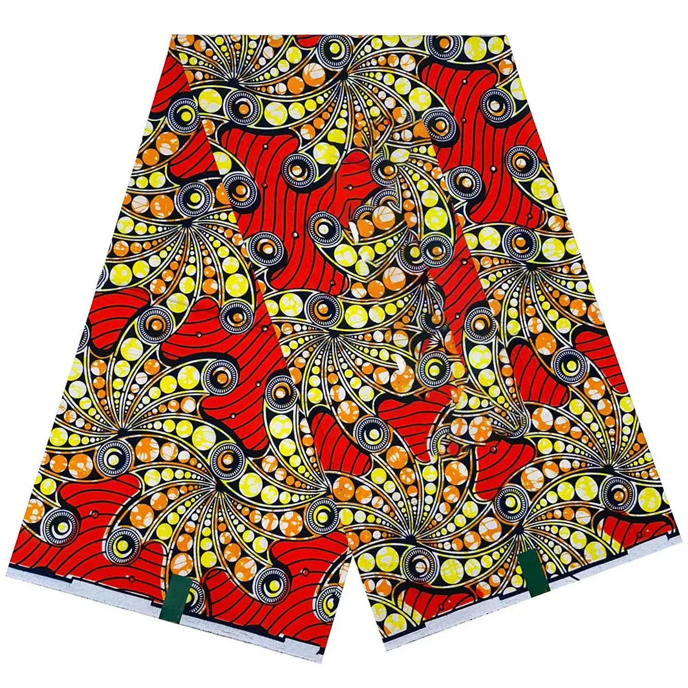 Latest African Wax Prints Fabric Guaranteed Veritable Real Wax 6Yards African 100% Cotton Batik Ankara Fabric For Dress F08