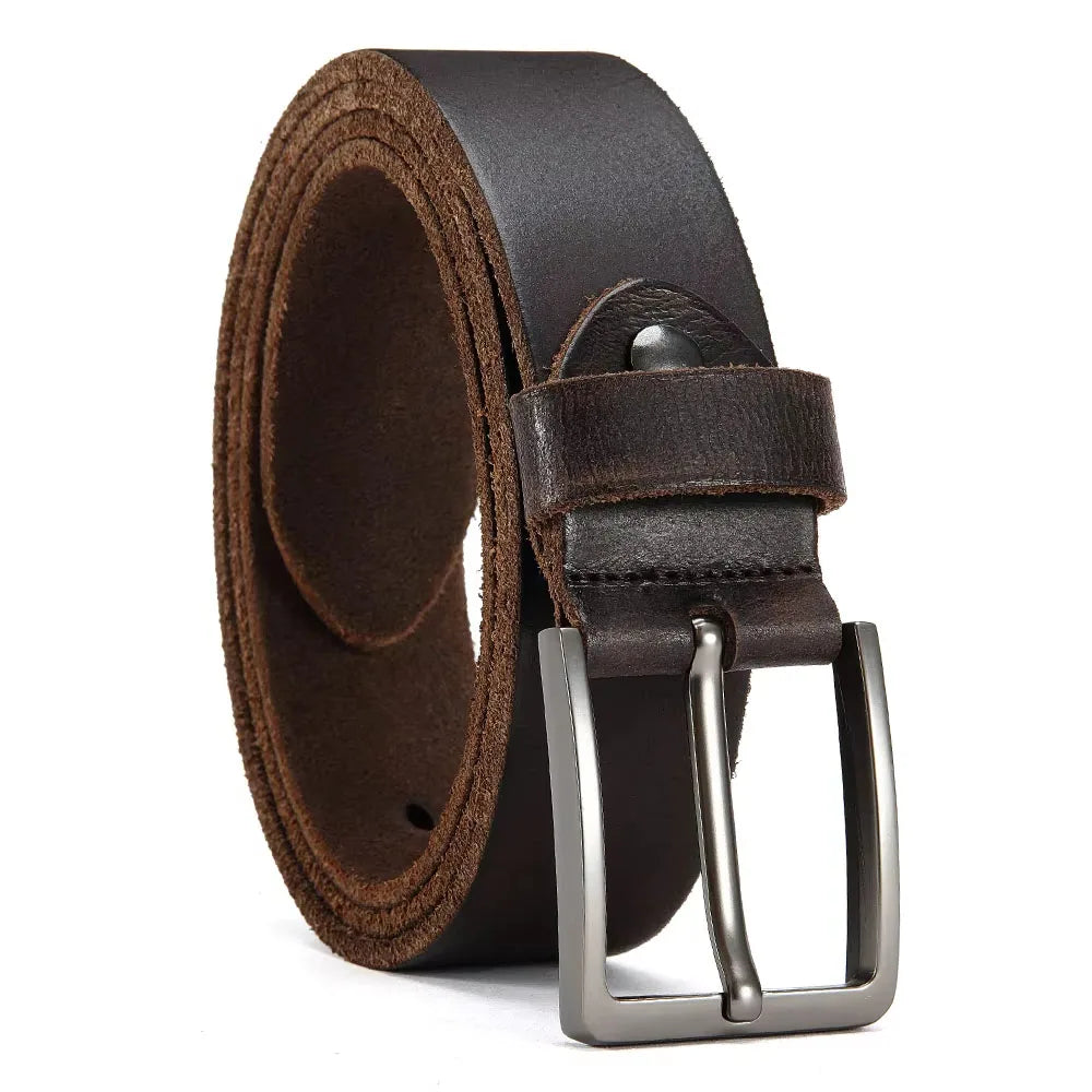 Antique High-quality Metal Needle Buckle, High-quality Top Layer Cowhide Men's Casual Belt/strap with Multiple Colors To Choose