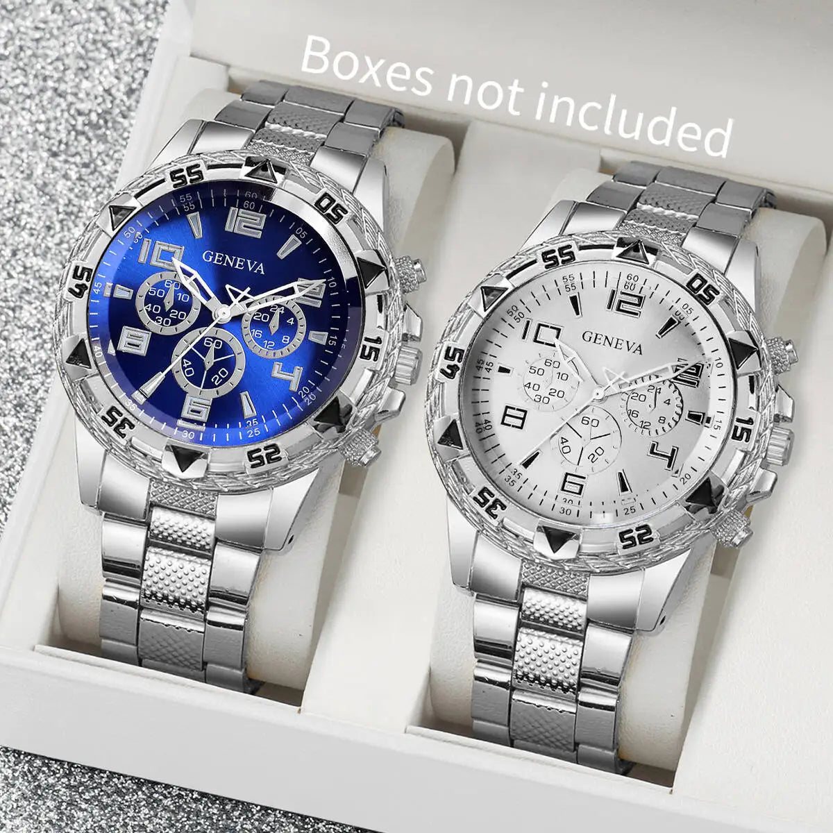 2PCS Fashion Men Business Watches Luxury Large Dial Mens Quartz Watch Set Relogio Masculino（Without Box）