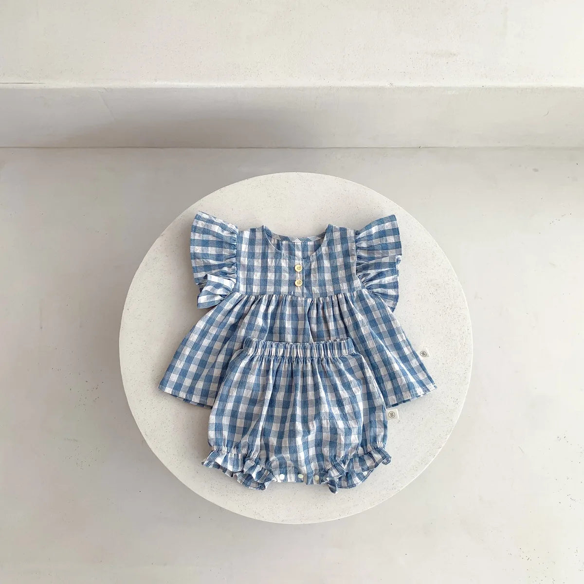 MILANCEL Baby Girls Summer Clothes Ruffle Tee And Bloomer 2Pcs Girls Outfit Plaid Tee Suit