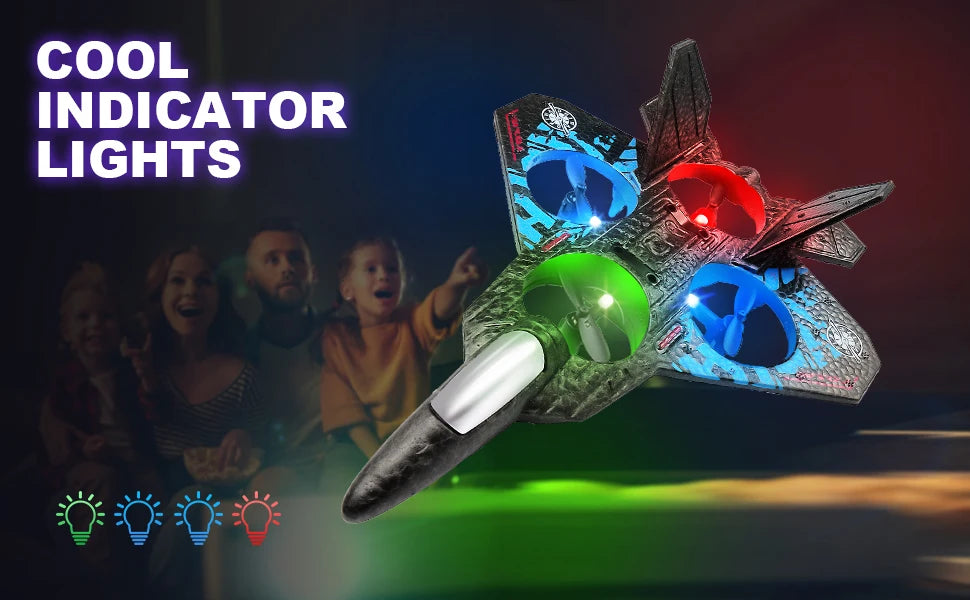 L0712 RC Plane 2.4G Remote Control Aircraft Gravity Sensing Helicopter Glider with Light EPP Foam Fighters for Boys Children