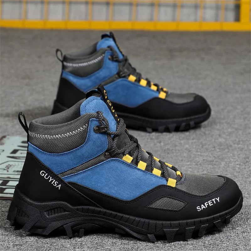 New Fashion 2024 High Top Safety Work Shoes Men Sneakers Steel Toe Cap Anti-puncture Indestructible Construction Site Boots