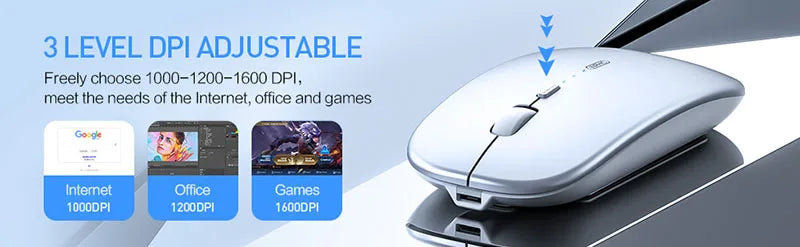 INPHIC M1P Rechargeable Wireless Mouse [Power Display Enhanced Edition] Office Light Sound Laptop Home 2.4G Ultra Thin Portable