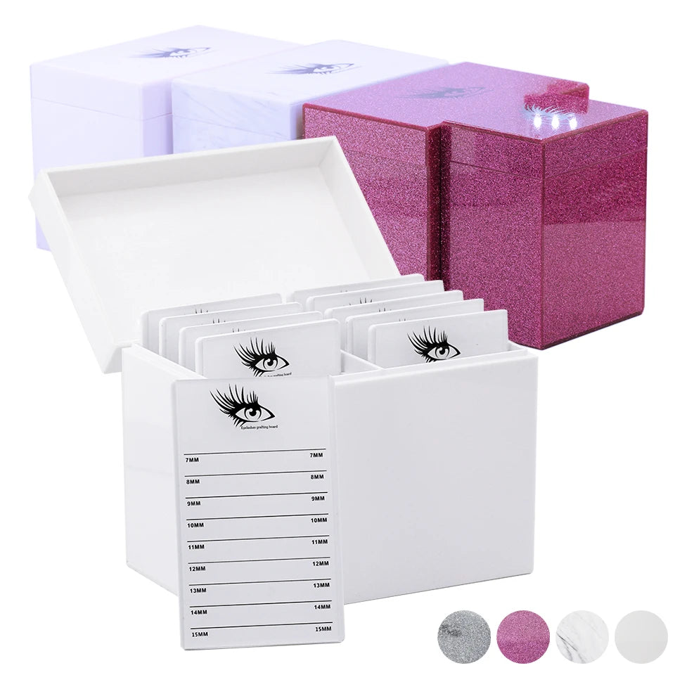 White Dust-proof Eyelash Extension Pallet Storage Case Supplies Acrylic Large Lash tile Organizer Lashes Grafting Accessories